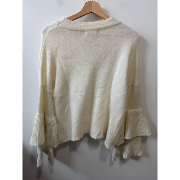 ELAN women's ivory sweater with ruffled sleeves women's size small - Picture 3 of 5